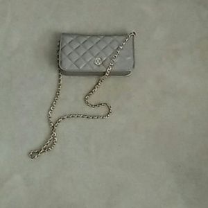NWOT Platinum purse with gold chain handle